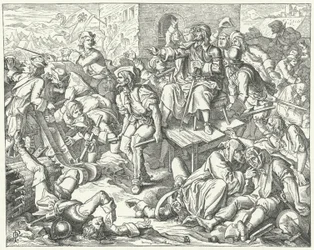 Der verwundete Graf Ernst Rüdiger von Starhemberg unter den Verteidigern Wiens, 1683